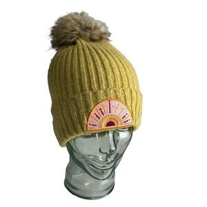 Virginia Wolf NYC Soft Pom Pom Beanie Hat Sunray Sunshine